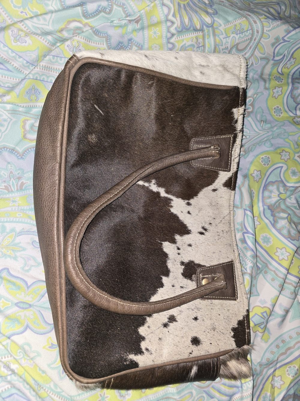 Myra Bag Brown and White Cowhide Shoulder Bag